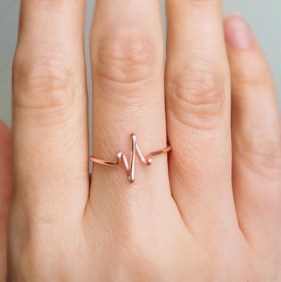 Heartbeat Rose Gold Ring, Pulse ring, Love ring, Heartbeat ring, Rose gold ring, Pulse rose gold ring, Adjustable ring, Wire ring, Gift